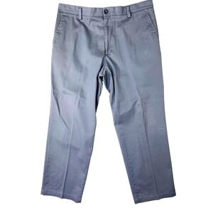 Dockers Classic Fit Mens Grey Chino Pants Flat Front Straight Leg Trousers 34x30